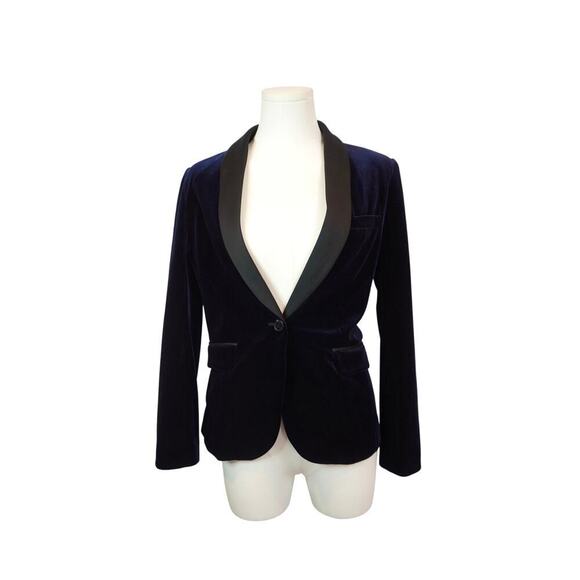 imPRESS Jackets & Blazers - Women's Impress Blue Velvet with Shoulder Pads Blazer - Size S